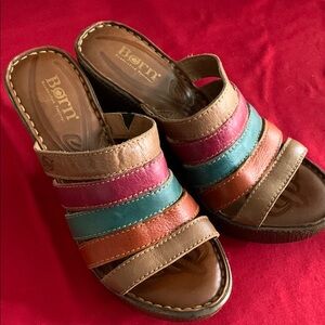 NWT Born Lumi Multi Colored Strappy Sandal Wedges